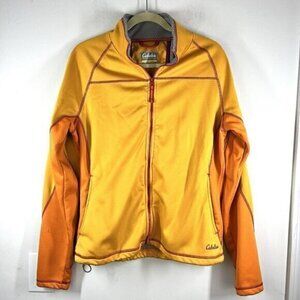 Cabela Women's Gold & Orange Fleece Pockets Full Zip Long Sleeve Jacket Size L